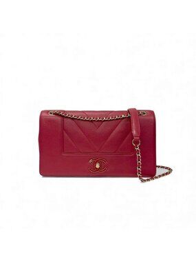 Chanel Bag Shoulder Pink Gold V Stitch Lambskin Turnlock Double